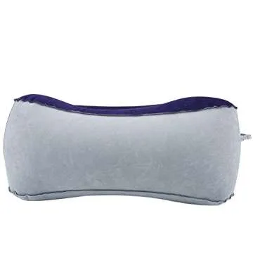 Inflatable Foot Rest Pillow, Soft Inflatable Flocking Travel Pillow for Foot Rest, Comfortable Relax Leg Cushion with Air Pump for Travel, Flights, Cars, Trains, Office(Gray & Blue)