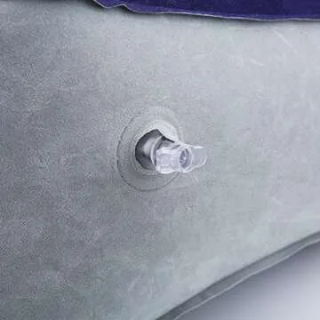 Inflatable Foot Rest Pillow, Soft Inflatable Flocking Travel Pillow for Foot Rest, Comfortable Relax Leg Cushion with Air Pump for Travel, Flights, Cars, Trains, Office(Gray & Blue)