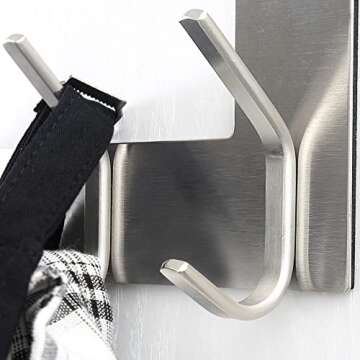 Dseap Over The Door Hook Hanger - 6 Hooks Over Door Coat Rack for Hanging Clothes Hat Towel, Brushed Nickel