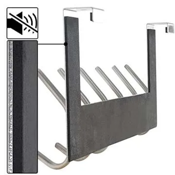 Dseap Over The Door Hook Hanger - 6 Hooks Over Door Coat Rack for Hanging Clothes Hat Towel, Brushed Nickel