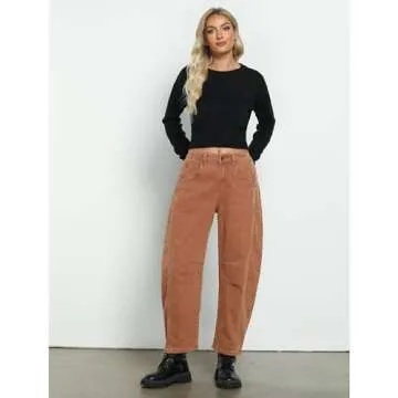 GRAPENT Barrel Jeans for Women Trendy High Waisted Wide Leg Baggy Cropped Relax Fit Stretch Denim Trouser Ankle Pants