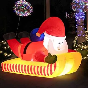 8FT Inflatable Skiing Santa for Festive Decorations