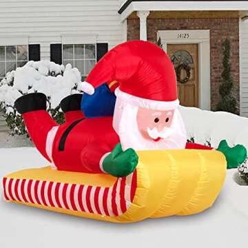 8FT Inflatable Skiing Santa for Festive Decorations