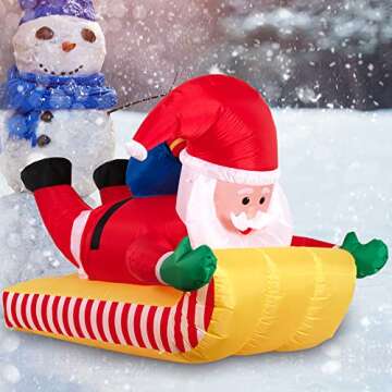 8FT Inflatable Skiing Santa for Festive Decorations