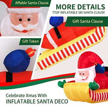 8FT Inflatable Skiing Santa for Festive Decorations