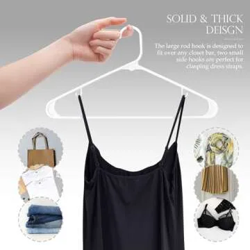 SUPER DEAL Plastic Clothes Hangers 100 Pack, Coat Hangers with Double Hooks for Adults, Lightweight Space Saving Non Slip Laundry Hangers for Shirts, Pants, Dresses, Closet, White
