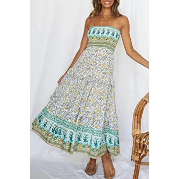 ZESICA Women's Bohemian Maxi Dress for Summer Fun