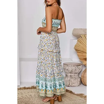 ZESICA Women's Bohemian Maxi Dress for Summer Fun