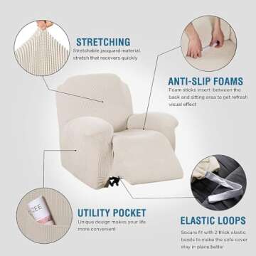 H.VERSAILTEX Super Stretch Recliner Cover Recliner Couch Covers Recliner Chair Cover Form Fitted Non...