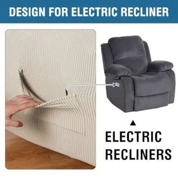 H.VERSAILTEX Super Stretch Recliner Cover Recliner Couch Covers Recliner Chair Cover Form Fitted Non Slip Reclining Slipcovers for Standard Large Recliner, Soft Thick (1 Pack, Ivory)