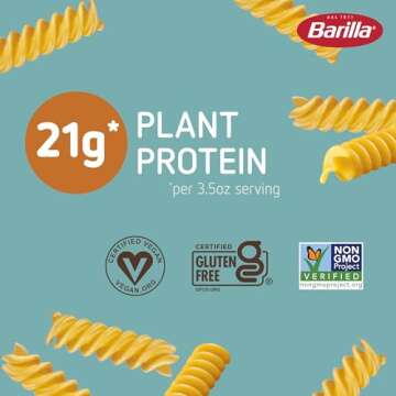 Barilla Chickpea Rotini Pasta, 8.8 oz (Pack of 4) - Vegan, Gluten Free, Non GMO & Kosher - Made with...