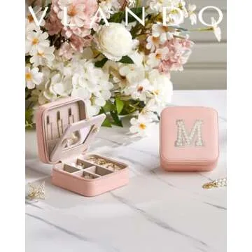 Vlando Travel Essentials for Women Jewelry Box, Travel Accessories for Teen Girl Trendy Stuff, Necklace Organizer Earrings Ring Organizer, Travel Must Have Jewelry Organizer - Letter C, Pink