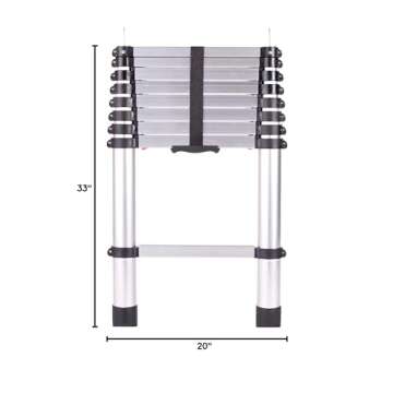 Cascadia Rooftop Vehicle Tent Ladder - 8.5 Ft. Aluminum Lightweight Telescoping Ladder with Hooks fo...