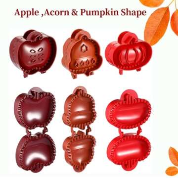 Mini Pie Molds Dough Presser Pocket Pie Molds for Baking, Party Potluck Hand Pie Molds Set of 3, Apple, Pumpkin and Acorn Shapes (Red)