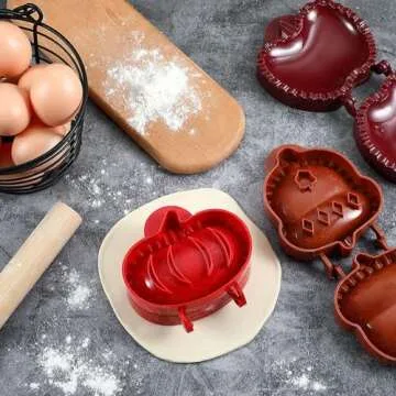 Mini Pie Molds Dough Presser Pocket Pie Molds for Baking, Party Potluck Hand Pie Molds Set of 3, Apple, Pumpkin and Acorn Shapes (Red)