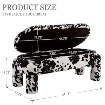 DUOMAY Modern Storage Ottoman Bench, Velvet Upholstered Storage Bench End of Bed Stool for Bedroom L...