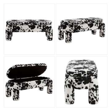 DUOMAY Modern Velvet Storage Ottoman Bench for Home