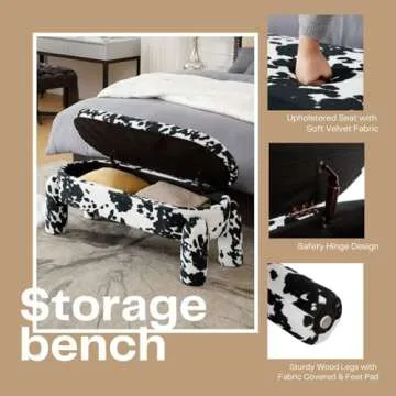 DUOMAY Modern Velvet Storage Ottoman Bench for Home