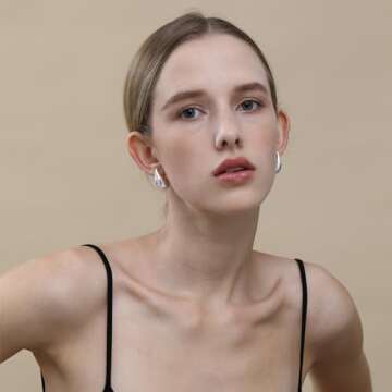 Ascona Earring Dupes Small Chunky Gold Hoop Earrings for Women, Lightweight Water Drop Teardrop Earr...