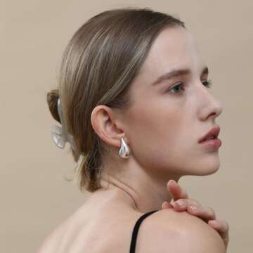 Ascona Chunky Gold Hoop Earrings for Women, Lightweight & Stylish