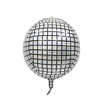 Foil Moon Balloons Set,Sliver Star and Silver 4D Large 4D Round Foil Balloons,4D Disco metallic Round Balloons in Different Size Balloon Perfect for Birthday Party Baby Shower Decoration (10 pcs)