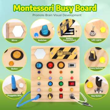 wakeInsa Montessori Busy Board,Montessori Toys for 1-3 Years Old,Baby Sensory Board,Preschool Learni...