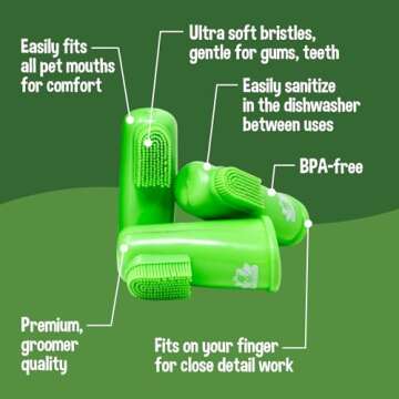 Bodhi Dog Finger Toothbrush for Dogs & Cats | Puppy Toothbrush with Soft & Flexible Silicone Bristles for Pet Dental Care | Easy Teeth Cleaning Dog Finger Toothbrush, 1 Count (Pack of 8)