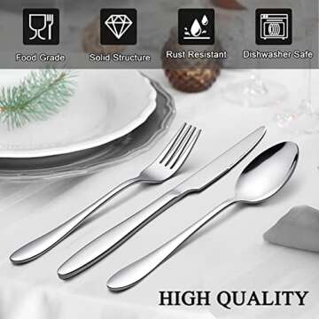 LIANYU Silverware Flatware Set for 8, 40 Piece Stainless Steel Home Kitchen Restaurant Tableware Cut...