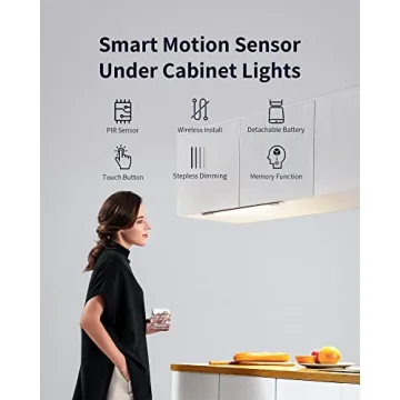 EZVALO Motion Sensor Under Cabinet Light - Rechargeable & Touch-Controlled
