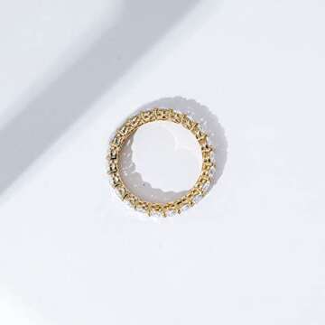 Elegant 14K Gold Plated Cubic Zirconia Stackable Ring