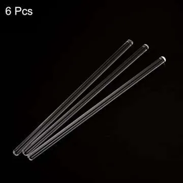 MECCANIXITY Borosilicate Glass Stick 7.87" Length 7mm Dia Stir Rod Mixing Tools with Both Ends Round for Lab Kitchen Science 6Pcs
