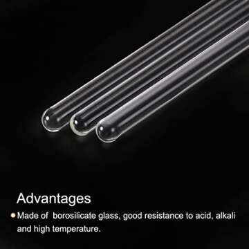 MECCANIXITY Borosilicate Glass Stick 7.87" Length 7mm Dia Stir Rod Mixing Tools with Both Ends Round for Lab Kitchen Science 6Pcs