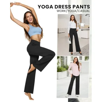 G4Free Petite Wide Leg Yoga Pants with Pockets