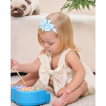 jollybows 40pcs Baby Girls Grosgrain Ribbon Hair Bows Headbands 3" Hair Band Hair Accessories for Infants Newborn Toddler