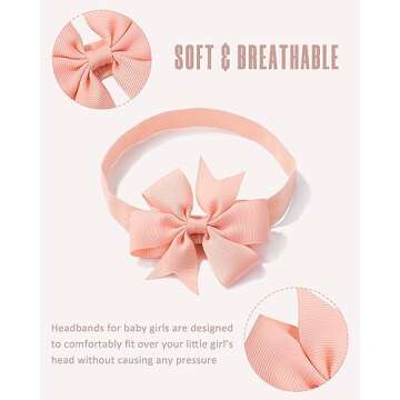 jollybows 40pcs Baby Girls Grosgrain Ribbon Hair Bows Headbands 3" Hair Band Hair Accessories for Infants Newborn Toddler