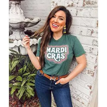 XOCARTIGE Mardi Gras Earrings Beaded Mask Letter MARDI GRAS Dangle Earrings for Women Crown Carnival Drop Earrings Holiday Jewelry Gifts (Letter)