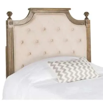 SAFAVIEH Home Collection Tufted Linen Headboard, QUEEN, Beige