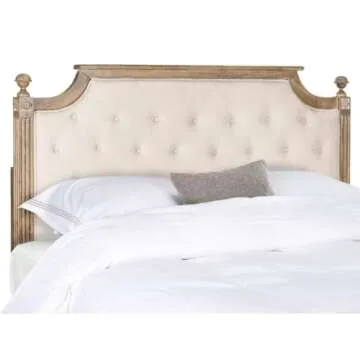 SAFAVIEH Home Collection Tufted Linen Headboard, QUEEN, Beige