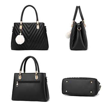 I IHAYNER Womens Fashion Leather Handbags Quilted Purses Top-handle Totes Satchel Bag for Ladies Sho...