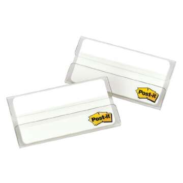 Post-it Tabs, 3 in Solid, White, 20 Tabs/On-The-Go Dispenser (686-20W3IN)