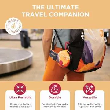 HYDAWAY Collapsible Water Bottle Travel Case - Store & Protect Bottles, Bowls & Folding Cups I Travel, Camping, Hiking & Festival Essentials, TSA Mini Accessory Bag for Air Travel with Carabiner Clip