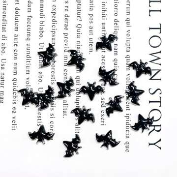 100Pcs Black Halloween Bat Nail Charms 3D Resin Black Bat Nail Rhinestones Cute Bat Nail Gems and Charms Black Bat Nail Jewelry Nail Art Decorations Supplies for Women Girls Halloween DIY Nails Art