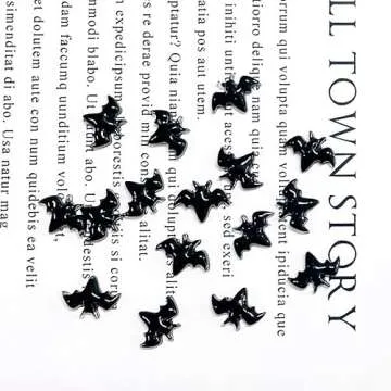 100Pcs 3D Black Bat Nail Charms for Halloween Nail Art