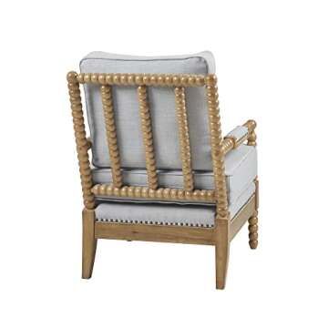 Madison Park Donohue Midcentury Modern Accent Chairs Padded Solid Wood Armrest and Frame Oakwood Finish, Upholstered Seat, Bedroom, Family or Living Room, 25.5" W x 32" D x 35.75" H, Light Blue