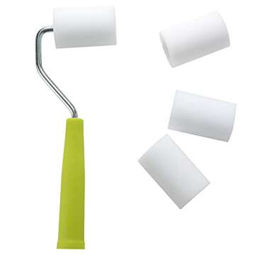 Paint Roller 2 Inch,High-Density Foam Roller with Frame,Tray,Mini Paint Roller Refills, Small Sponge Roller Painting Supplies for Smaller DIY Stenciling Projects(Pack of 6)