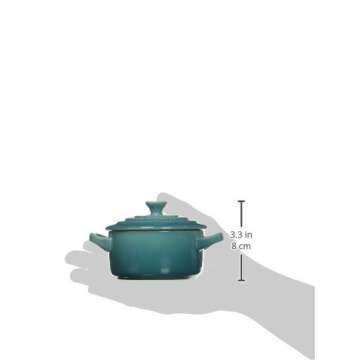 Le Creuset Stoneware Set of 4 Mini Cocottes with Cookbook, 8 oz. each, Caribbean