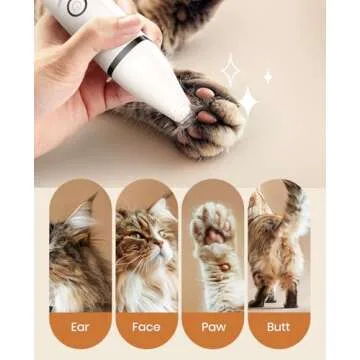 oneisall 2 Speed Paw Trimmer with 3 Blades, Rechargeable Cordless Cat Paw Trimmer Pet Paw Trimmer, Low Noise Cat Hair Trimmer for Dog Cat Pet's Hair Around Paws, Eyes, Ears, Face, Rump