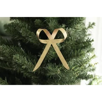 Elegant Brass Christmas Bow Ornament with Clip for Holiday Decor
