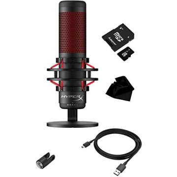 Newest HyperX - QuadCast USB Multi-Pattern Electret Condenser Microphone | 2020 Edition | for PS4, PC and Mac | Pop Filter | Anti-Vibration Shock Mount | | Red - Black | with KWALICABLE Bundle