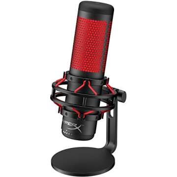 Newest HyperX - QuadCast USB Multi-Pattern Electret Condenser Microphone | 2020 Edition | for PS4, PC and Mac | Pop Filter | Anti-Vibration Shock Mount | | Red - Black | with KWALICABLE Bundle